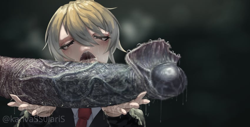 1boy 1futa big_balls big_breasts big_glans big_penis blonde_hair blowjob canvassolaris faceless faceless_character faceless_futanari fellatio femboy focus_on_penis futa_on_male futanari huge_breasts huge_cock human kirishima_(canvassolaris) large_balls large_breasts large_penis light-skinned_male light_skin male male_focus nasty oral sasaki_(canvassolaris) short_hair size_difference slime slimy smegma smell smelly tongue tongue_out trap veiny_penis