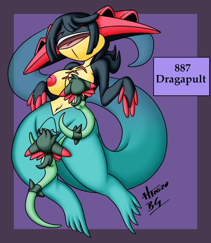 anthro anthrofied bernardol22 breasts dragapult female female/female generation_8_pokemon genitals group hi_res hitori09 lorekeeper_zinnia nintendo nipples nude pokemon pokemon_(species) pokemorph pussy shiny_pokemon transformation video_games