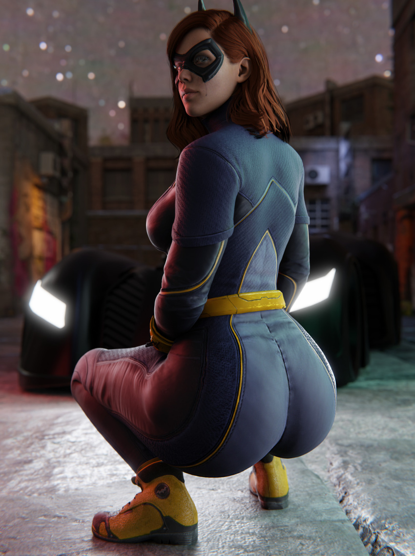 16yo 16yo_girl 3d 3d_(artwork) 5’11 ass ass_focus barbara_gordon batgirl batgirl_(gotham_knights) batman_(series) batmobile big_ass brown_hair dc dc_comics eye_contact fat_ass female gotham_knights gretdb huge_ass masked_female on_knees poster solo suit tagme tall_female taller_girl teenage_girl teenager wide_hips