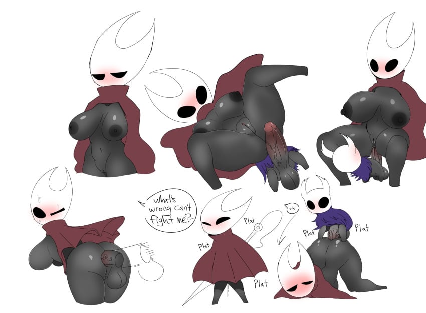 anal anal_sex anthro arthropod ass belly bent_over big_breasts black_body black_nipples bodily_fluids breasts cloak clothing dialogue disembodied_penis duo female from_behind_position genital_fluids genitals hi_res hollow_eyes hollow_knight hornet_(hollow_knight) insects male male/female navel neilious_dyson neiliousdyson nejtacoz58m8 nipples penetration penis protagonist_(hollow_knight) pussy pussy_juice sex sweat sweatdrop team_cherry vein veiny_penis vessel_(species) video_games weapon