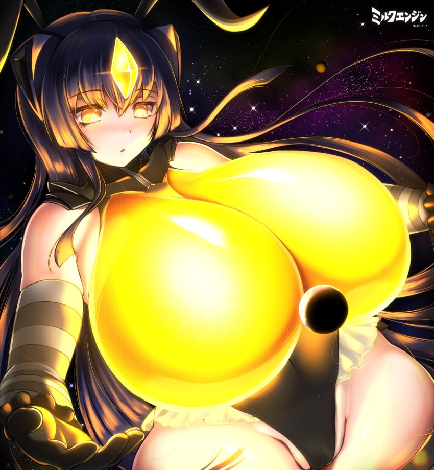 1girls :o arm_gloves bangs bare_thighs big_breasts black_hair breasts clothes earth earth_(planet) giantess gigantic_breasts gijinka gloves glowing_breasts hair_ornament headwear huge_breasts kaiju_girl kyosuke_fujiwara large_breasts leotard light-skinned_female light_skin long_hair looking_down macro milk_engine monster_girl mouth_open planet pussy pussy_peek shin_ultraman sidelocks size_difference space tagme thick_thighs thighhighs ultra_kaijuu_gijinka_keikaku ultraman_(franchise) watermark yellow_eyes zetton