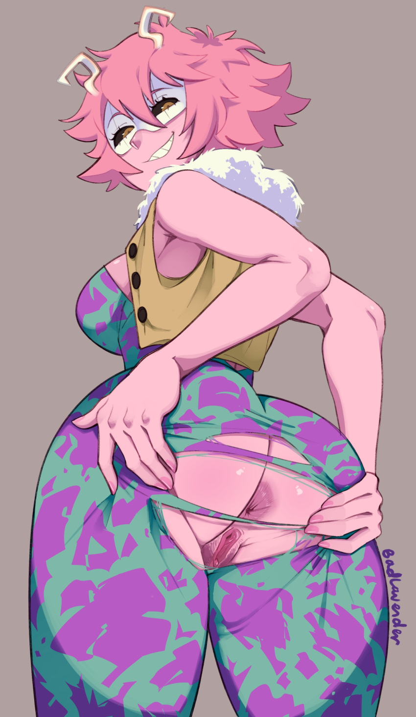 1girls anus ass ass_focus ass_shot back back_view badlavender black_sclera bubble_butt commission commission_art curly_hair female grabbing_own_ass grin hero_outfit_(mha) hi_res hips huge_ass huge_breasts looking_at_viewer low-angle_view mask mina_ashido my_hero_academia pink_body pink_hair pink_skin pussy short_hair smug smug_face smug_grin spread_anus thick_thighs thighs torn_clothes uncensored wide_hips yellow_eyes