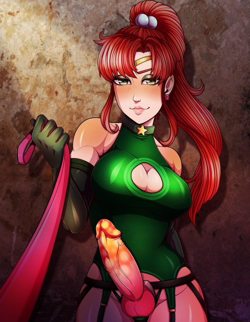 1futa balls bare_shoulders big_breasts big_penis bishoujo_senshi_sailor_moon bottomless breasts brown_hair cleavage clothed clothing dickgirl elbow_gloves erect_penis erection futa_only futanari gloves green_eyes human intersex light-skinned_futanari light_skin long_hair makoto_kino medium_breasts partially_clothed penis pocki07 red_hair sailor_jupiter solo standing testicles veiny_penis