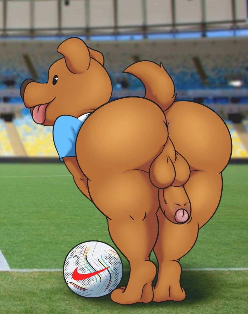 1boy anthro ass backsack canine conmebol copa_america copa_america_mascot kiffy_(artist) male_only mascot nike penis pibe soccer soccer_ball
