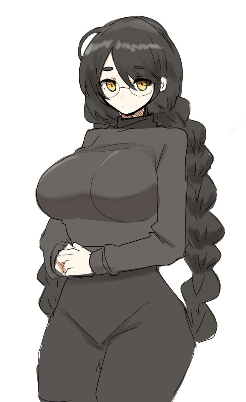 big_breasts black_clothing black_hair susu-chan tagme white_skin yellow_eyes