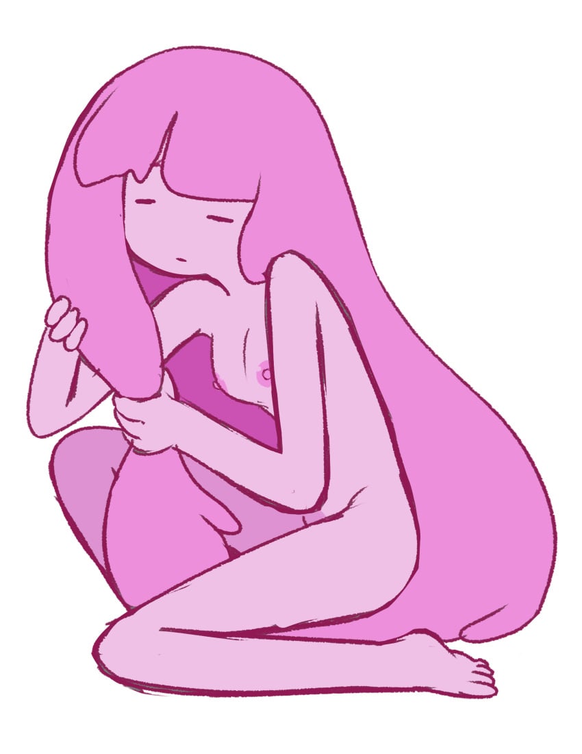 1girls 2020 accurate_art_style adventure_time areolae barefoot breasts cartoon_network closed_eyes drpizzaboi1 female female_focus female_only flat_chested full_body grabbing_hair hand_on_hair long_hair naked nipples nude nude_female official_style princess_bubblegum sitting skinny slender slim small_breasts solo solo_female spread_legs thighs white_background