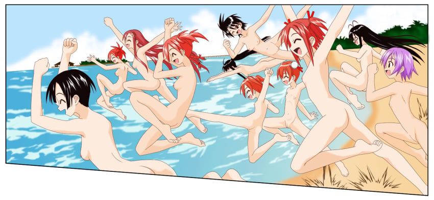 6+girls akamatsu_ken akashi_yuuna asakura_kazumi beach black_hair female female_only flat_chest glasses izumi_ako kakizaki_misa kugimiya_madoka mahou_sensei_negima mahou_sensei_negima! multiple_girls narutaki_fumika narutaki_fuuka ocean ookouchi_akira purple_hair red_hair saotome_haruna sasaki_makie shiina_sakurako small_breasts uncensored water