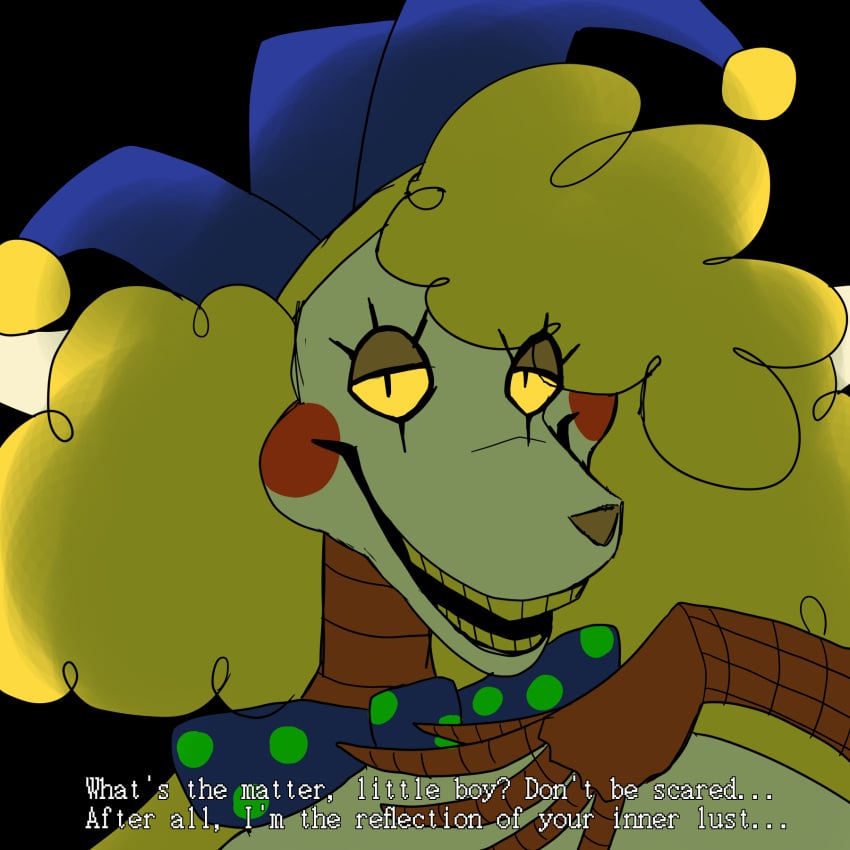 2022 absurd_res animatronic bigger_female boozoo's_ghosts caprine dialogue female huge_breasts jolly_ghost_(boozoo's_ghosts) nightmare_waifu robot scary sha_(the_walten_files) the_walten_files tvkidd yellow_fur