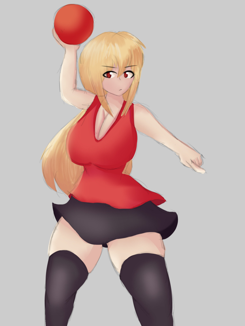 1girls artist_request ball baller blonde_hair boss_fighting_stages female female_only huge_breasts red_eyes roblox roblox_game robloxian rule_63 skirt solo solo_female source_request tagme thighhighs