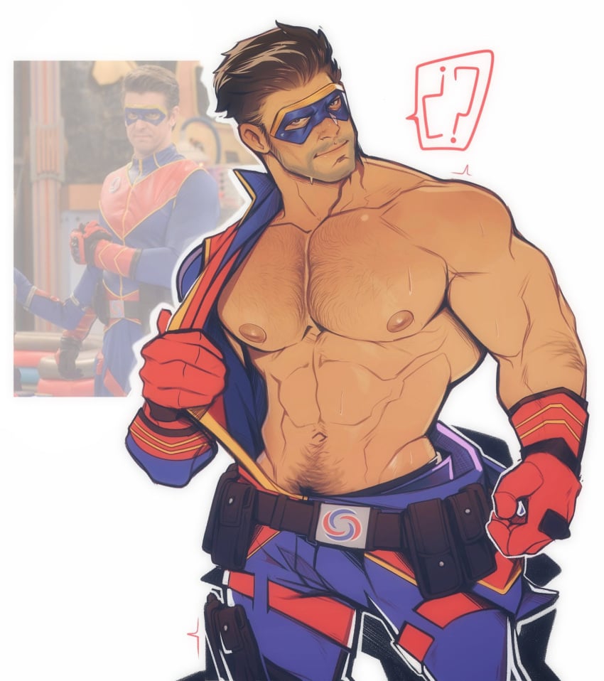 abs bara biceps big_chest big_pecs bulging_biceps captain_man cooper_barnes henry_danger holo_eden huge_chest huge_pecs male male_only mask muscles muscular muscular_male pecs pectorals ray_manchester shirtless_male