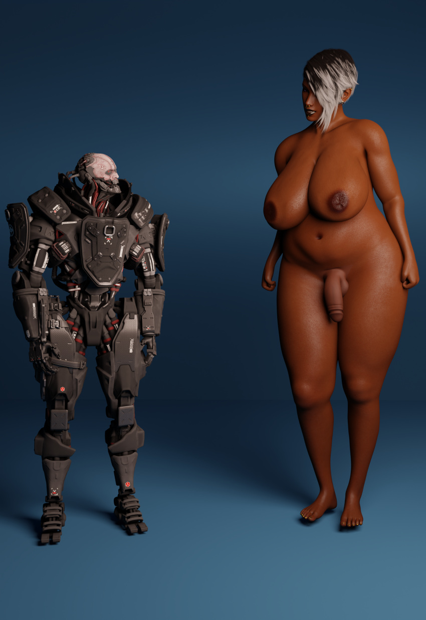 1futa 3d adam_smasher angry_face angyzinn bbw big_breasts big_butt blender chubby chubby_futanari cyberpunk cyberpunk:_edgerunners cyberpunk_2077 dark-skinned_futanari dickgirl fat fat_ass fat_butt futanari gold_toenail_polish nude nude_futanari original_character pinup solo_futa sweat sweaty_body zinneera