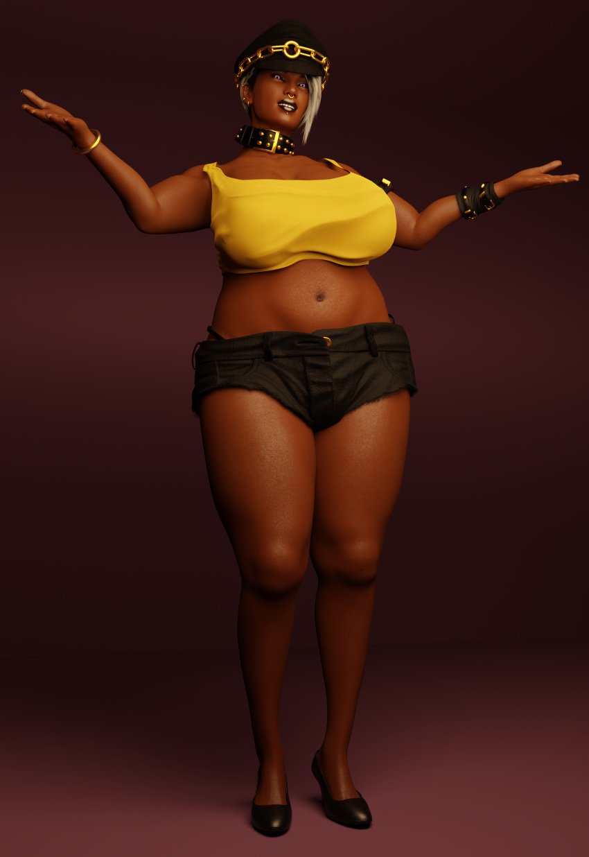 1futa 3d angry_face angyzinn bbw big_breasts big_butt blender chubby chubby_futanari dark-skinned_futanari dickgirl fat fat_ass fat_butt futanari nude nude_futanari original_character pinup solo_futa sweat sweaty_body zinneera