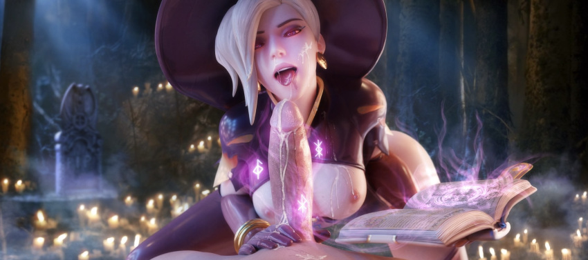 3d 3d_(artwork) big_penis blizzard_entertainment cum cum_on_face cum_on_penis female mercy mind_break overwatch overwatch_2 tiaz-3dx white_penis witch