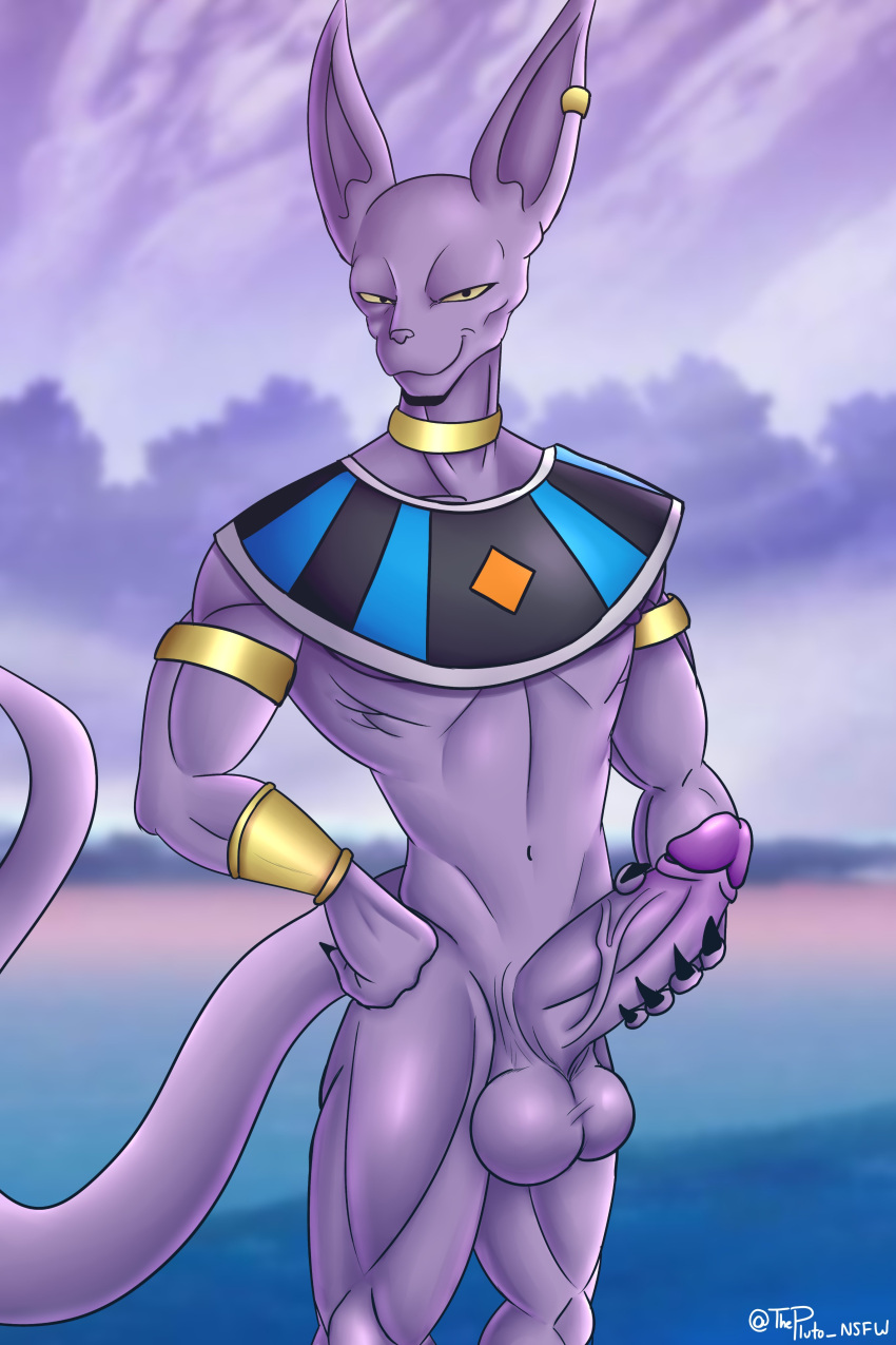 anthro balls beerus big_balls big_penis boner dragon_ball dragon_ball_super erection felid feline feline_humanoid furry gay god_of_destruction hairless_cat male male_only muscles penis solo solo_male sphynx_(cat) tail thepluto_nsfw