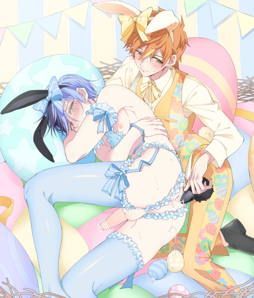 ...bunnysuit clothing color egg male_only mochi_noue orange_hair project_se...