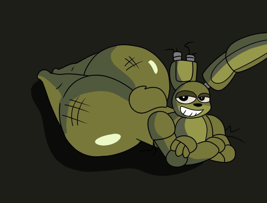 animatronic ass big_ass brappycatty brown_background bubble_ass five_nights_at_freddy's five_nights_at_freddy's_3 fnaf legs looking_at_viewer male male_only rabbit smile solo springtrap springtrap_(fnaf) sunniefunnie tail thighs