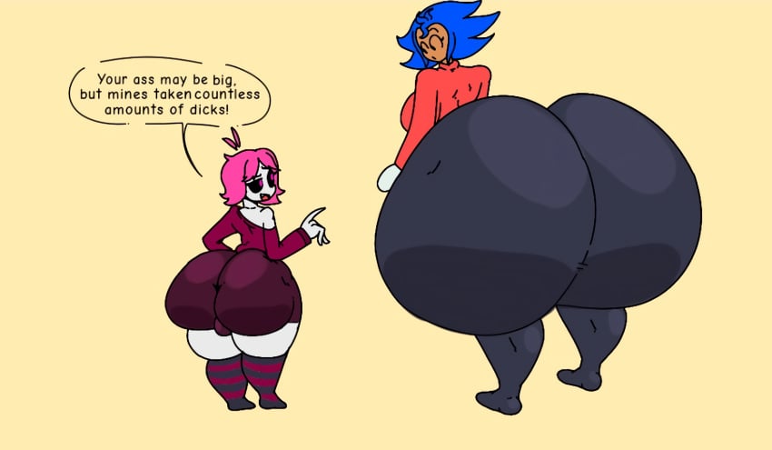 2girls ass_bigger_than_body ass_bigger_than_breasts ass_bigger_than_head ass_bigger_than_torso baws_(artist) big_breasts breasts_bigger_than_head cgthiccart colossal_ass enormous_ass enormous_breasts fat_ass gigantic_ass huge_ass huge_breasts hyper_ass hyper_thighs jenny_(bawsnsfw) massive_ass meat_wall_(body_type) multiple_girls nikki_(cgthiccart) short_hair tagme talking text thick_thighs wide_hips