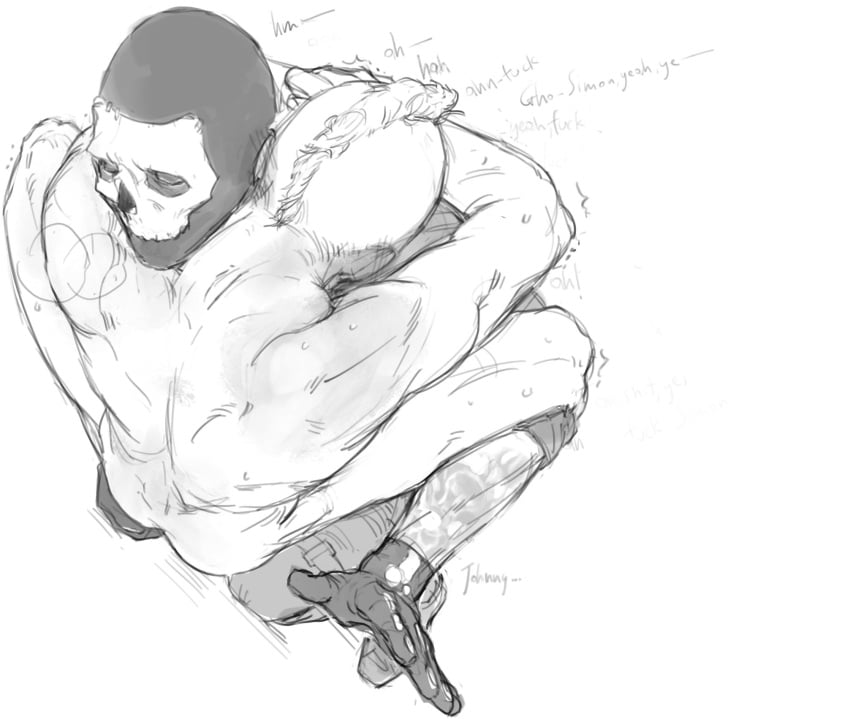 2boys abs against_wall anal anal_sex bara breath call_of_duty closed_eyes dialog dialogue furaitsu gay gay_sex ghost_(modern ghost_(modern_warfare_2) handjob hugging john_mactavish male male/male male_only male_penetrated male_penetrating male_penetrating_male mask military moaning mohawk multiple_boys muscle muscles muscular muscular_male no_color pecs penis_in_ass shaking simon_riley sketch soap_(modern_warfare_2) stand_and_carry_position standing standing_sex steam sweat tattoo tattoos yaoi