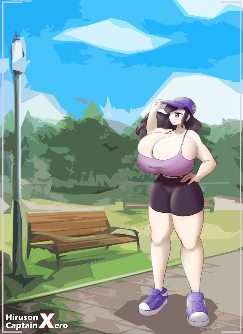 1girls alternate_version_available bench breast_expansion breasts_bigger_than_head bursting_breasts captainxero enormous_breasts growth hiruson huge_breasts hyper hyper_breasts kiyoko_(hiruson) long_hair massive_breasts park sports_bra standing tagme