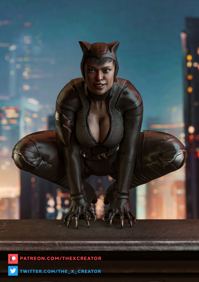 1girls 3d 3d_(artwork) alternate_version_at_source alternate_version_available batman_(series) big_breasts bodysuit busty catwoman catwoman_(injustice) claws cleavage curvy dc dc_comics female female_only hourglass_figure huge_breasts injustice_2 large_breasts patreon_username pinup pleasure_face pose posing selina_kyle solo the_x_creator thick thick_thighs thigh_boots twitter_username wide_hips