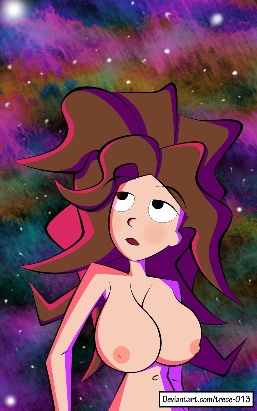 aged_up brown_hair disney_channel female gravity_falls large_breasts long_hair mabel_pines nude open_mouth solo straight_hair trece-013