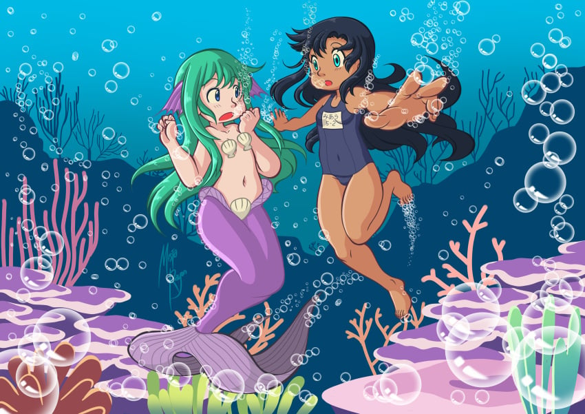 bubbles female gabi_mermaid leotard mermaid mermaid_tail mi'ara mi’ara mistarayon one-piece_swimsuit original sukumizu swimsuit swimwear underwater