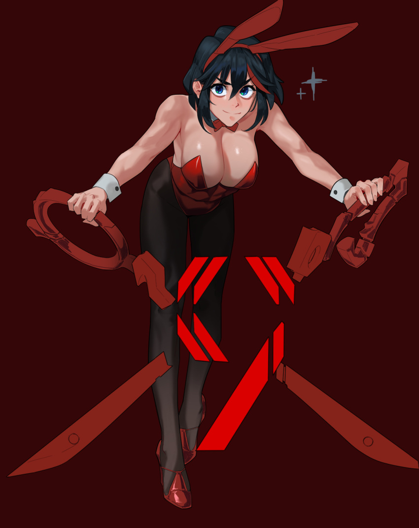 1girls big_breasts bunny_ears bunnysuit cleavage female female_only hirundo_rustica hong_doo kill_la_kill matoi_ryuuko scissor_blade scissor_blade_(kill_la_kill) studio_trigger sword weapon