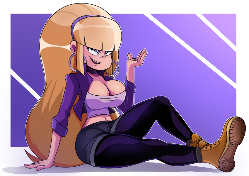 1girls aged_up blonde_female blonde_hair boots breasts disney disney_channel disney_xd female female_only gravity_falls hoop_earrings leggings long_hair older_female pacifica_northwest sonson-sensei straight_hair