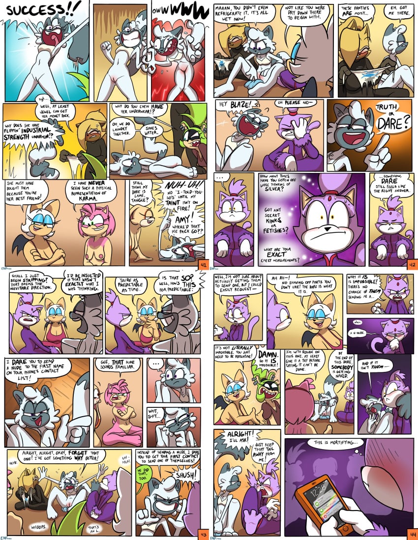 aged_up amy_rose balls blaze_the_cat breasts comic cream_the_rabbit dialogue idw_comics idw_publishing mobian_(species) multiple_pages page_41 page_44 pussy rouge_the_bat sega sonic_(series) sonic_the_hedgehog_(comics) sonic_the_hedgehog_(idw) sonic_the_hedgehog_(series) surge_the_tenrec tangle_the_lemur theenfman torn_clothes whisper_the_wolf