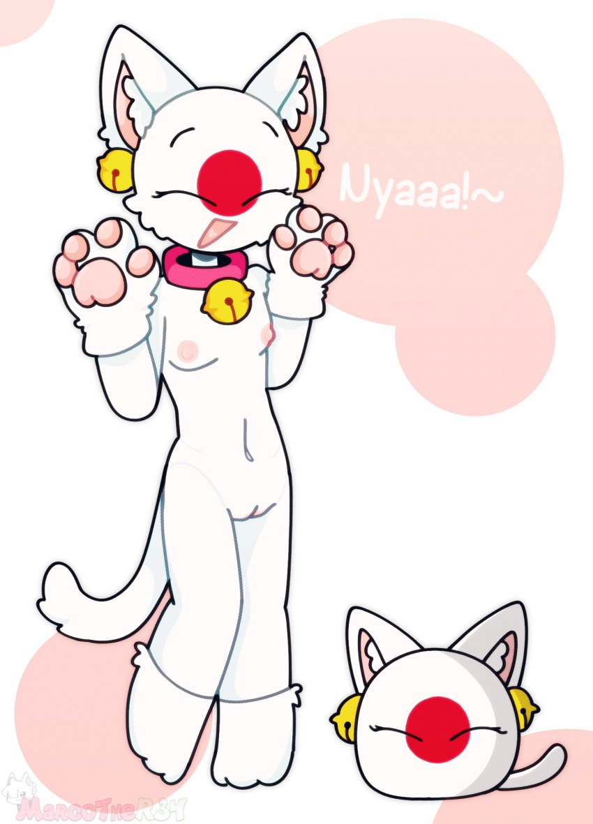 :d ^_^ bell belly breasts cat_ears cat_tail closed_eyes collar countryballs countryhumans countryhumans_girl feline female fluffy_ears happy japan_(countryhumans) margother34 neck no_clothes no_panties open_mouth paws pussy simple_background text watermark