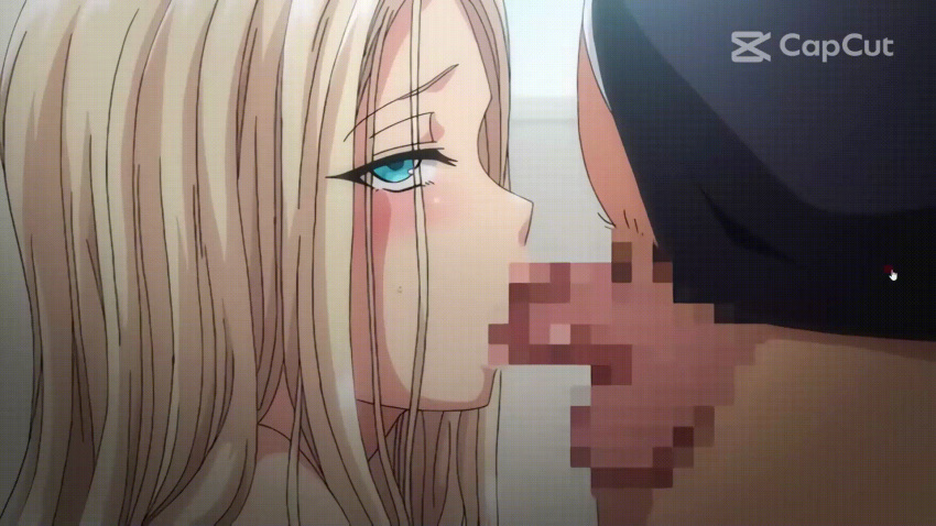 animated animated_gif anime_screencap blonde_hair blowjob blue_eyes bunnywalker censored kurashiki_reina long_hair ova penis saimin_seishidou t-rex_(animation_studio) teenage_girl teenager