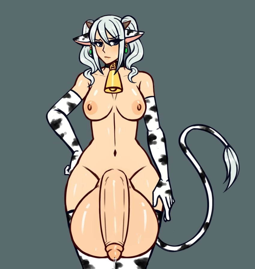 1futa 2022 areolae balls breasts cow_ears cow_girl cow_print flaccid futa_only futanari gigantic_testicles gloves huge_balls huge_cock human kandakatou kemonomimi light-skinned_futanari light_skin merlyn_(kandakatou) nipples nude original original_character oversized_balls penis short_hair solo standing tail thick_thighs thighhighs twintails white_hair wide_hips