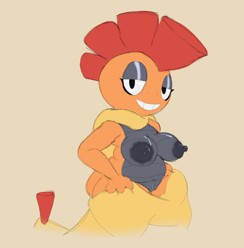 absurd_res anthro breasts female fuzefurry generation_5_pokemon genitals hi_res looking_at_viewer nintendo nipples pokemon pokemon_(species) pussy scrafty smile smiling_at_viewer solo video_games