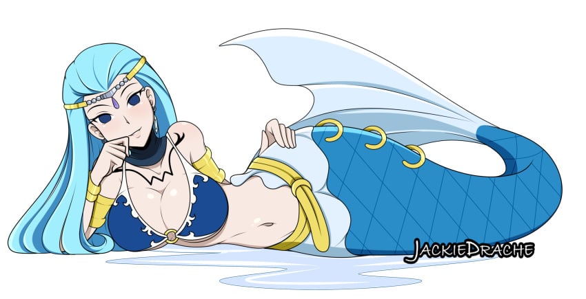 aquarius_(fairy_tail) blue_eyes blue_hair blue_tail fairy_tail fish_girl fish_tail jackie-drache mermaid mermaid_tail mermaid_transformation monster_girl