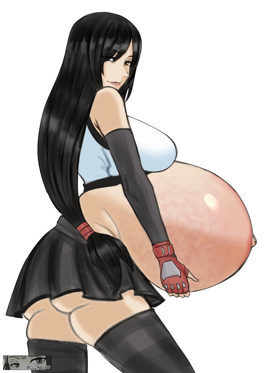 1girls belly belly_button big_belly big_breasts black_hair breasts brown_eyes clone66 clothed clothing female female_only final_fantasy final_fantasy_vii gloves huge_belly leggings light-skinned_female light_skin linea_nigra long_hair looking_at_viewer navel outie_navel pregnant ready_to_pop skirt solo solo_female square_enix stretch_marks tagme tank_top tifa_lockhart torpedo_belly