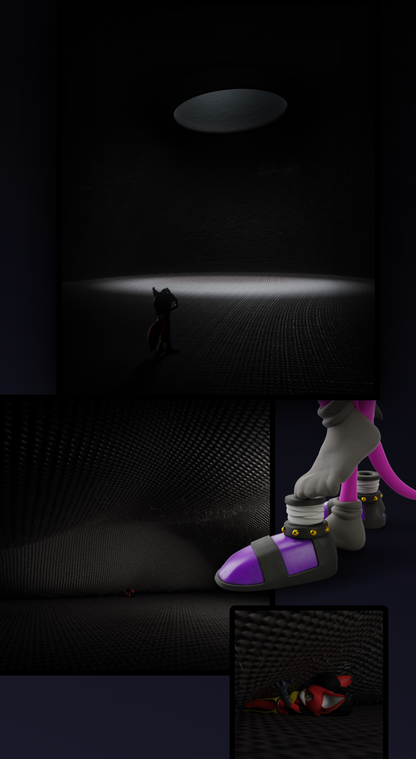 absurd_res clothing darkness duo espio_the_chameleon feet feetymcfoot female foot_fetish footwear hi_res inshoe insole katherine_(cgbro) larger_male macro male male/female male_feet male_foot_fetish paws sega size_difference smaller_female smothering socks sonic_(series) sonic_the_hedgehog_(series) stepped_on trapped trapped_in_clothing trapped_in_shoe unaware underfoot