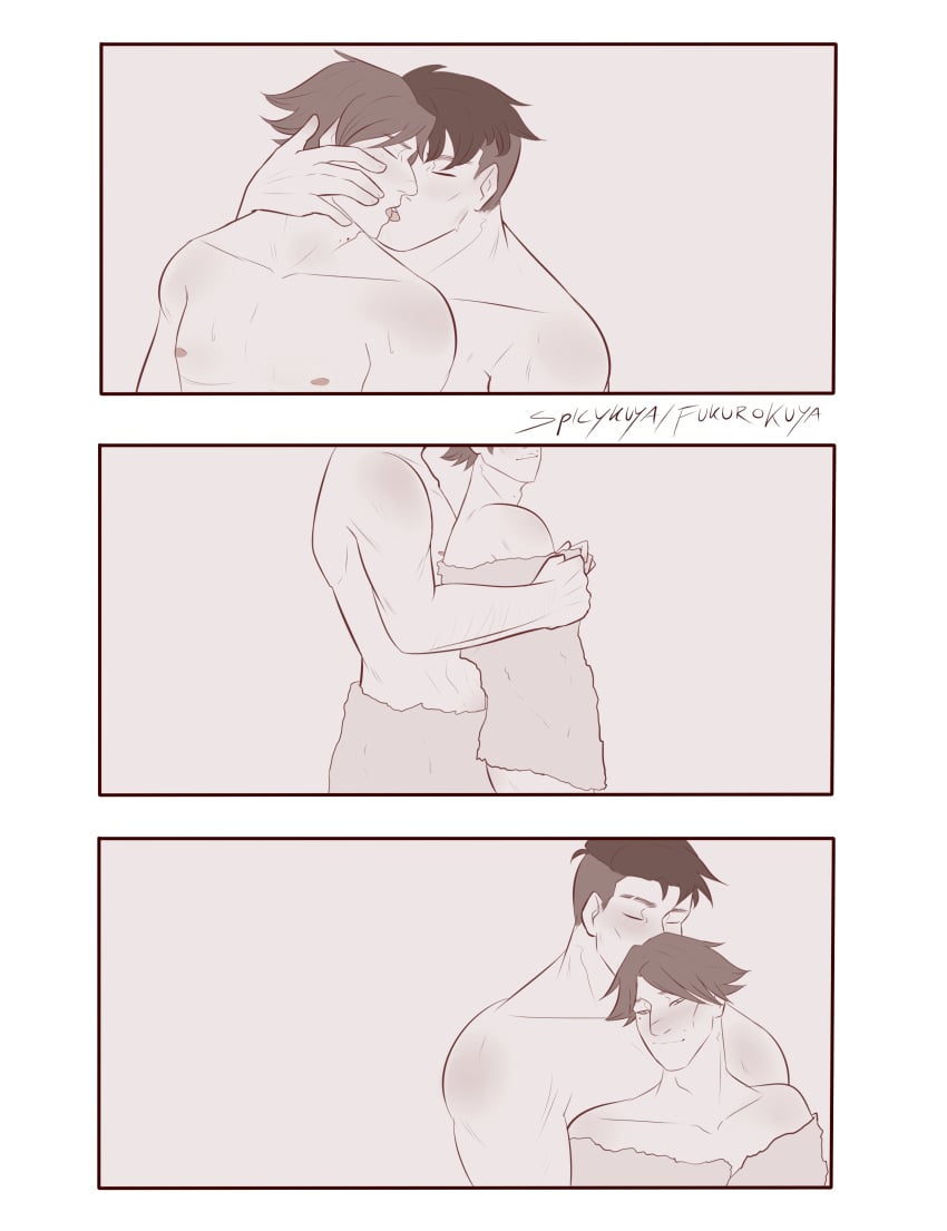 2boys aftercare comic cuddling fukurokuya gay jayce_talis league_of_legends male_only viktor_(league_of_legends)