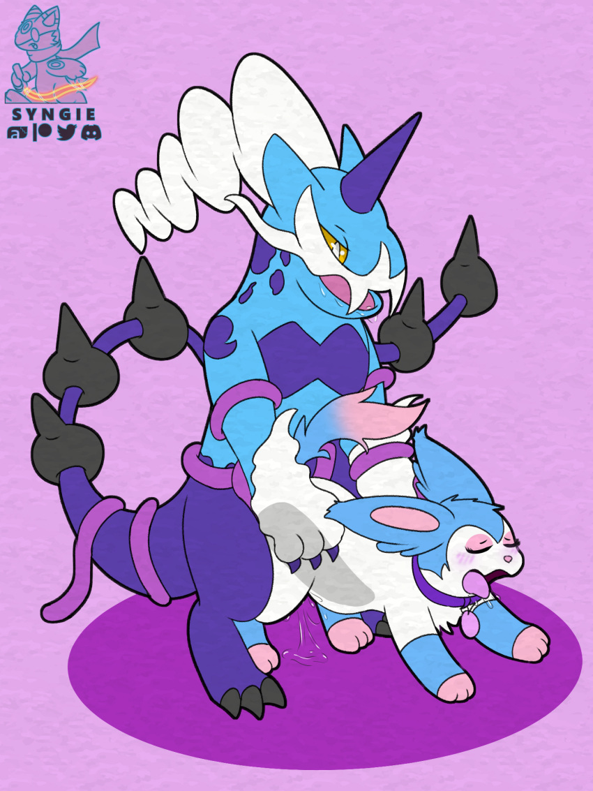 eeveelution female furry generation_5_pokemon generation_6_pokemon hi_res legendary_pokemon male male/female nintendo pokemon pokemon_(species) sylveon syngie_(artist) tail thundurus thundurus_(therian_form) vaginal_penetration video_games