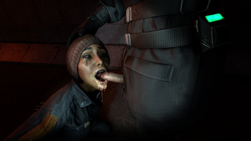 blowjob cum_on_face fellatio half-life:_alyx nightmare_fuel olga_(half-life) open_mouth penis sfm