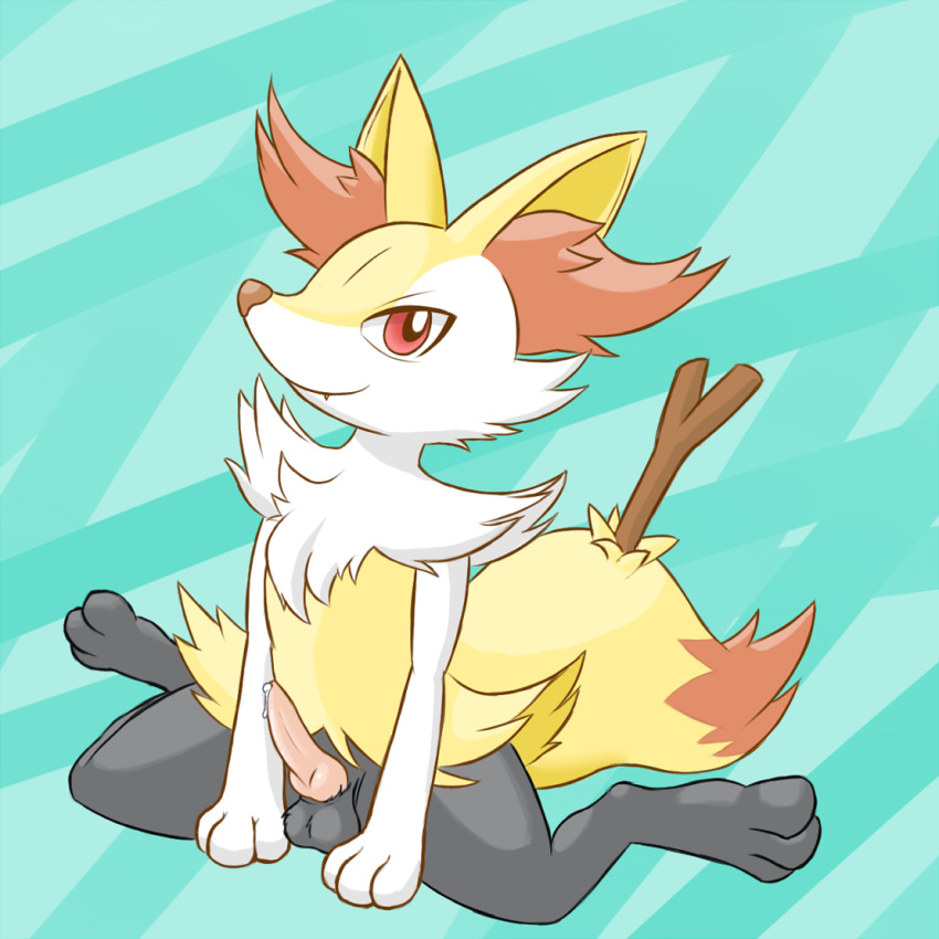 balls braixen cum femboy looking_at_viewer male male_braixen nintendo penis pokémon_(species) pokemon pokemon_(species) red_eyes simple_background solo_male unknown_artist