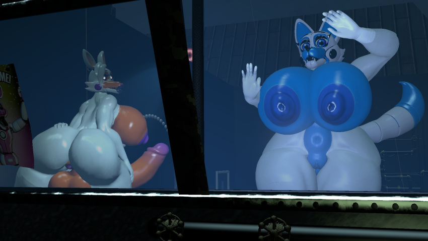 3d 3d_(artwork) backboob big_ass big_breasts big_penis casual casual_nudity female five_nights_at_freddy's five_nights_at_freddy's:_sister_location funtime_foxy_(fnaf) funtime_foxy_(fnafsl) futanari huge_ass huge_breasts huge_cock lolbit_(fnaf) nude oc penis public public_nudity robot robot_girl tyranfox tyranfox_(artist)