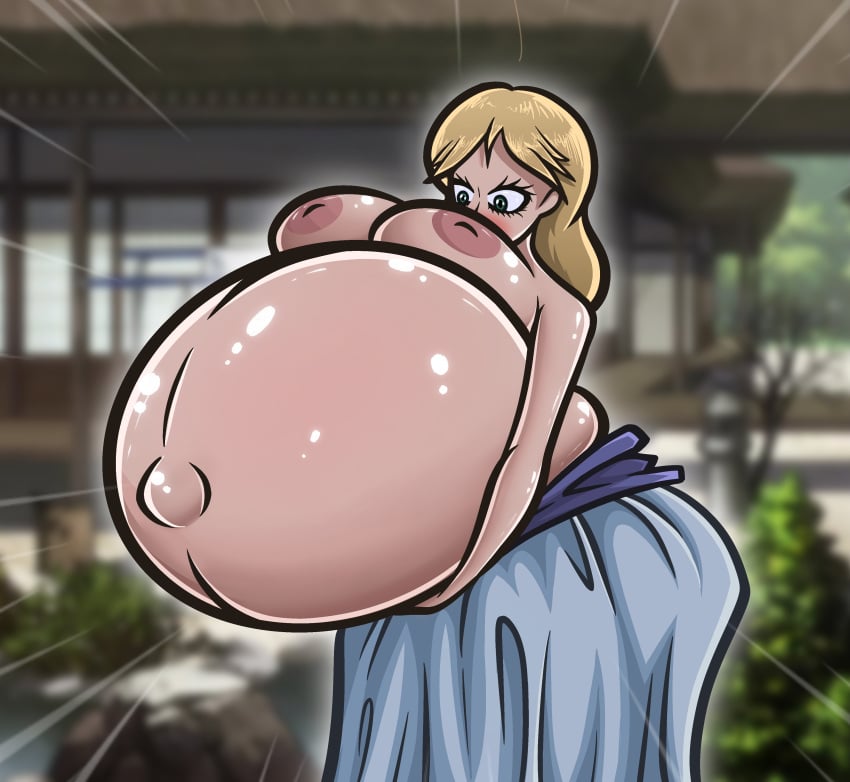 1girls belly big_belly big_breasts blonde_hair breasts female holly_kujo hyper_pregnancy jojo's_bizarre_adventure mature_female milf mother nipples pregnant stardust_crusaders w0mi