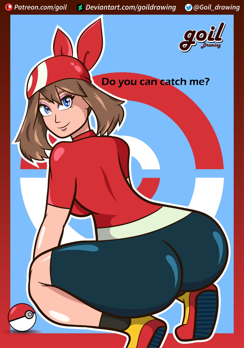 ankle_socks anklehighs ass big_ass bike_shorts black_socks female female_only goil_drawing may_(pokemon) pokemon socks