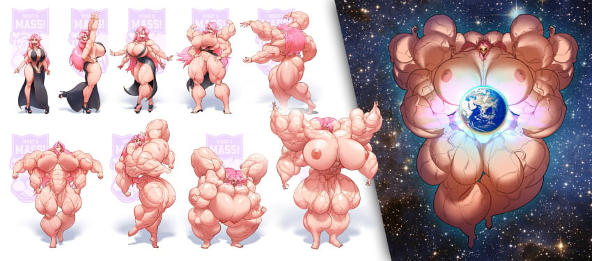 4_arms abs barefoot bodybuilder elf_ears feet female female_only hyper_breasts hyper_muscles multi_arm multi_limb muscle_growth muscular muscular_arms muscular_female muscular_legs muscular_thighs pink_hair what_a_mass!