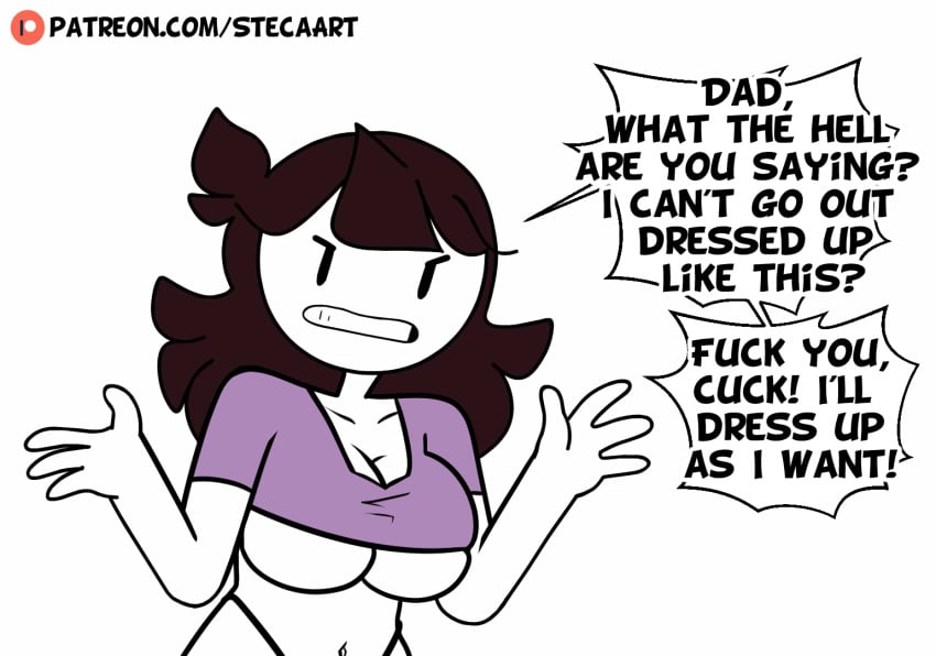 1girls angry big_breasts breasts casual clothing dialogue disobedient edit edited female huge_breasts human imminent_rape imminent_sex jaiden jaiden_animations jaidenanimations long_hair mob_face pale_skin screen_capture screencap screenshot screenshot_edit steca talking_to_viewer text thelazyart