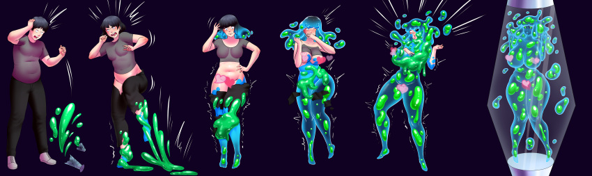 ass_expansion breast_expansion eye_color_change female gender_transformation goo_girl goo_transformation hair_growth huge_ass huge_breasts keygii mtf_transformation slime_girl thick_thighs thigh_expansion transformation transformation_sequence wide_hips