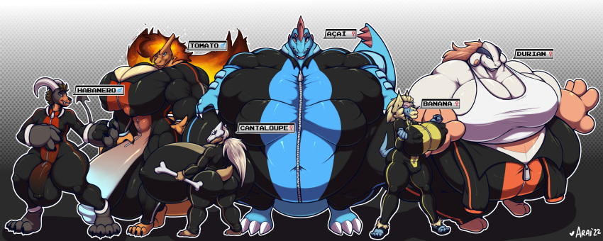 2022 absurd_res anthro araidian balls belly big_balls big_belly big_breasts big_hands big_penis breasts canid canine charizard clothed clothing crocodilian digital_media_(artwork) dragon female feraligatr fire fur generation_1_pokemon generation_2_pokemon generation_3_pokemon genitals group hair hariyama hi_res houndoom huge_balls huge_breasts huge_cock humanoid humanoid_genitalia hyper hyper_breasts hyper_genitalia hyper_lips hyper_penis jumpsuit lips male mammal manectric marowak morbidly_obese morbidly_obese_anthro morbidly_obese_female musclegut muscular muscular_male nintendo nipples obese obese_anthro obese_female overweight overweight_anthro overweight_female pecs penis pokemon pokemon_(species) pompadour reptile scalie scar simple_background smile sumo thick_lips thick_thighs topwear unzipped_jumpsuit video_games