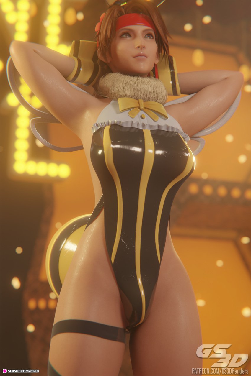 1futa 3d bee bee_costume bee_girl bulge bulge_through_clothing clothed clothing dancer dancer_outfit dancing final_fantasy final_fantasy_vii final_fantasy_vii_remake futa_only futanari gs3d honey_bee_inn honeybee_inn_uniform human jessie_rasberry leotard light-skinned_futanari light_skin mostly_clothed slave slavegirl slushe_(website) solo standing