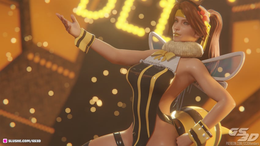 bee bee_costume bee_girl dancer dancer_outfit dancing final_fantasy final_fantasy_vii final_fantasy_vii_remake gs3d honey_bee_inn honeybee_inn_uniform jessie_rasberry slave slavegirl slushe_(website)