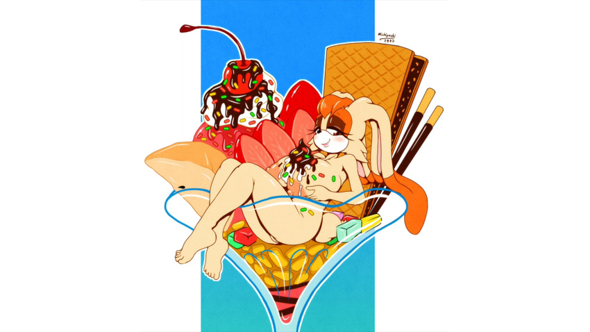 1girls anthro areolae ass barefoot bing_chilling blue_background blush breasts brown_eyes brown_eyeshadow bunny_ears bunny_tail cherry chocolate chocolate_on_breasts covered_in_chocolate edit eyeshadow feet female floppy_ears food fur furry furry_female half-closed_eyes holding_breasts huge_breasts ice_cream large_breasts legs long_ears long_eyelashes looking_at_viewer looking_to_the_side mature_female michiyoshi milf naked naked_female nipples nude orange_hair pinup pinup_pose pocky pussy pussy_peek rabbit rabbit_humanoid sitting smile solo solo_female sonic_(series) sonic_the_hedgehog_(series) sprinkles strawberry sweet tail thighs toes vanilla_the_rabbit whipped_cream whipped_cream_on_breasts white_background